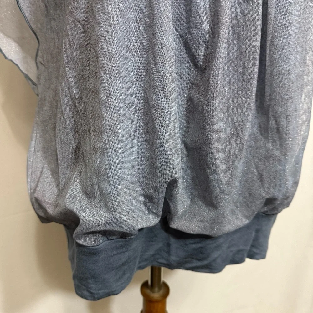 Women’s Size 2XL Chic Sheer Overlay Blue Blouse - Picture 9 of 15